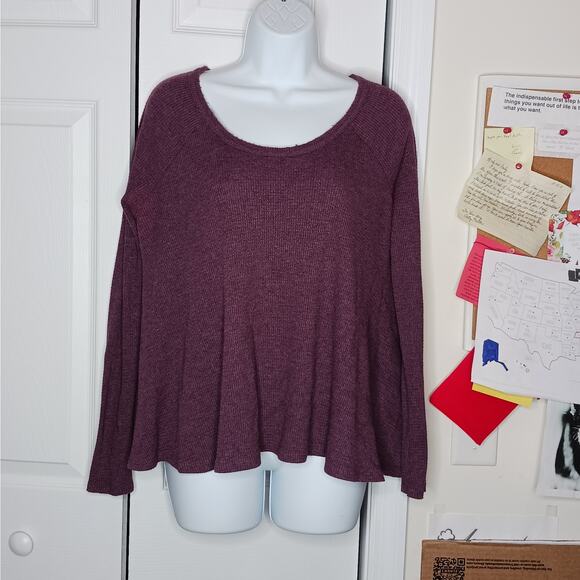 Free People We The Free Thermal Swing Top in Plum - Picture 2 of 6
